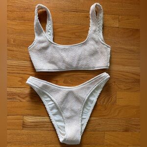 Honey Swim Scrunch Bikini Set Women’s M/L Cream Scoop Neck